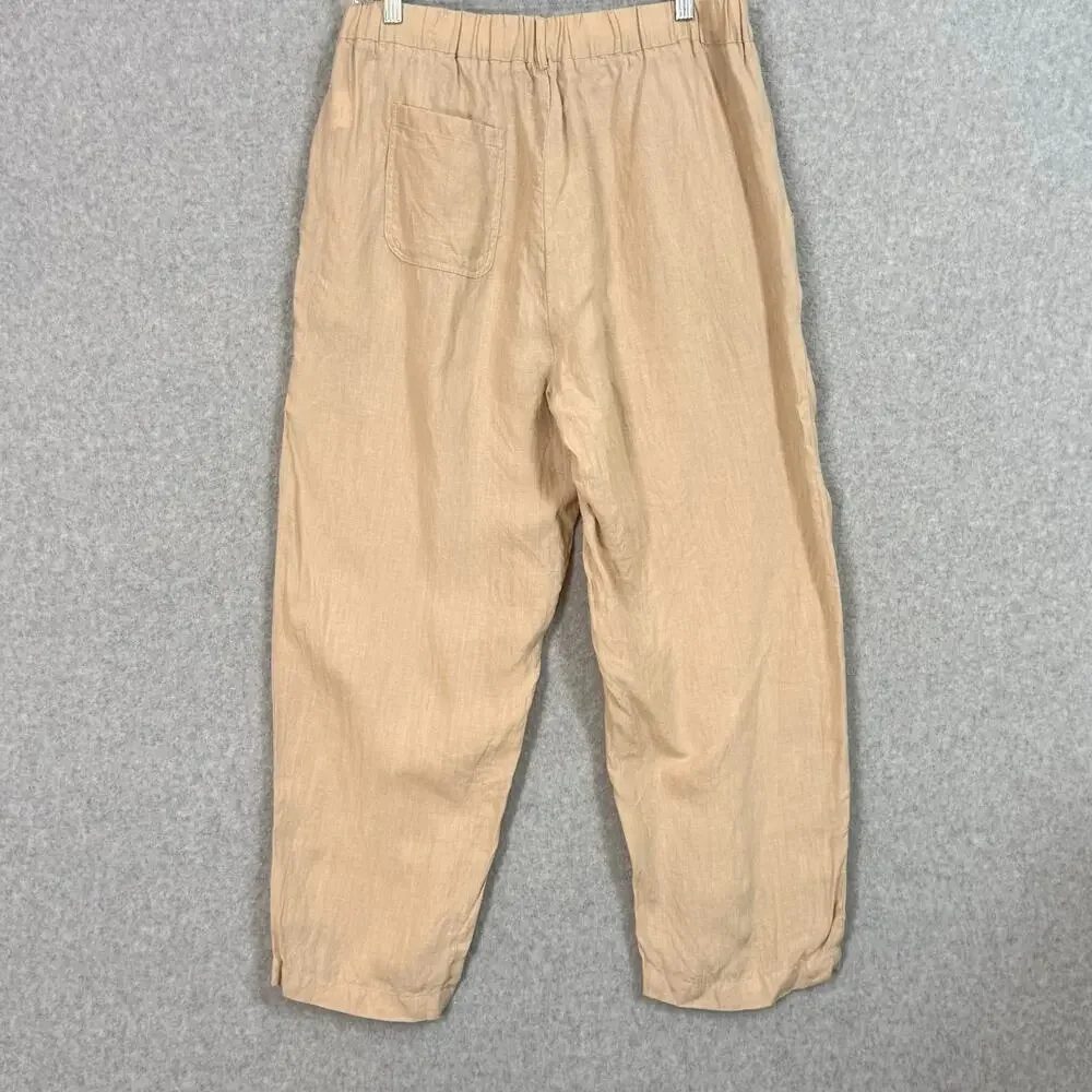 Quince 100% European Linen Pants Size L Pull On Beachy Quiet Luxury Resort Chic